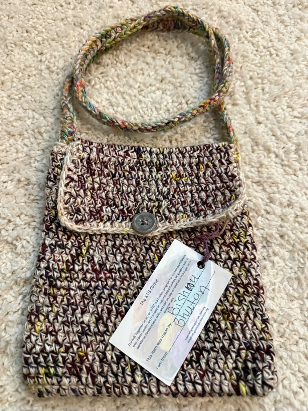 Handmade Multi-Color Crochet Crossbody Bag the knit together group
